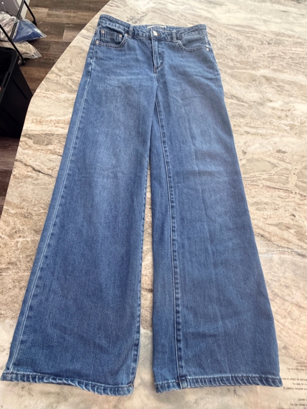 Tractr Wide Leg Jeans Girls Size 14 Blue Denim High Rise Trendy